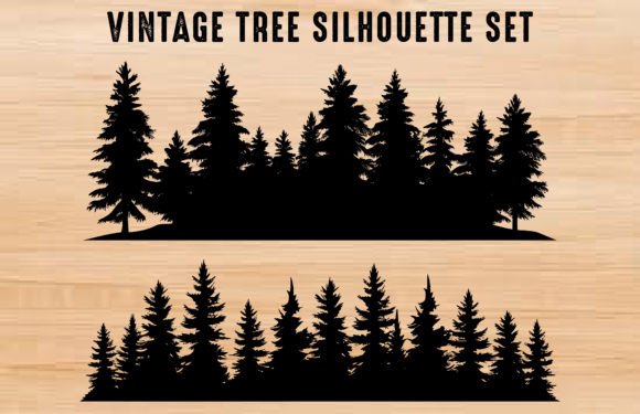 Download Vintage Forest Trees Vector Silhouette - Silhouette Collection