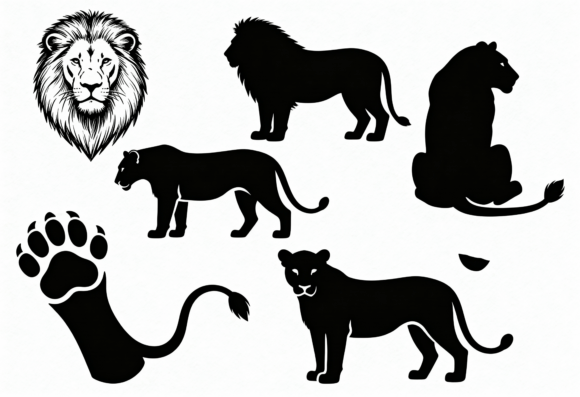 Download Lion Silhouette SVG Clipart Bundle - Silhouette Collection