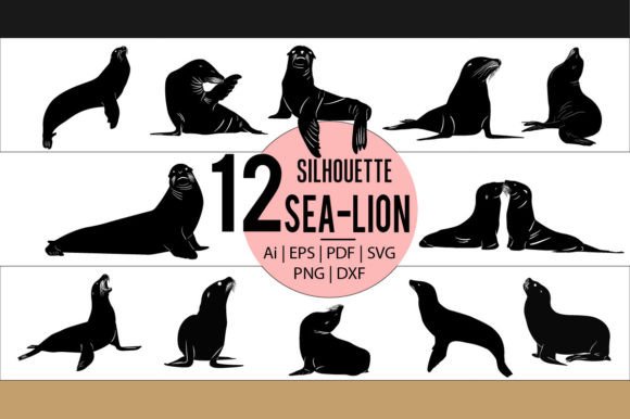 Download Sea Lion - Silhouette, SVG, Ai, EPS, PNG - Silhouette Collection