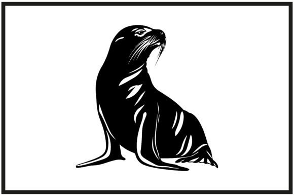 Download Sea Lion Silhouette Black White Vector - Silhouette Collection