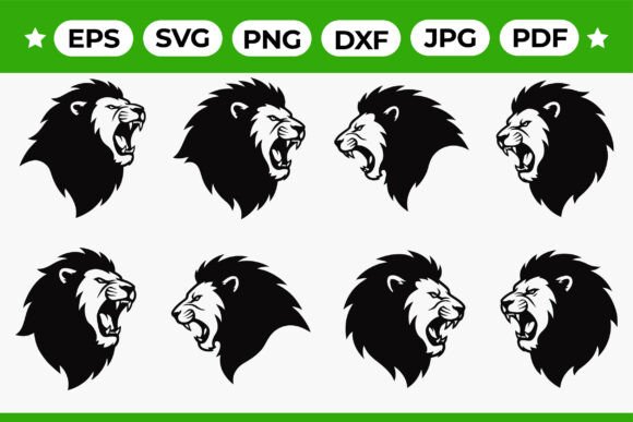 Download Roaring Lion Head Silhouette Bundle - Silhouette Collection