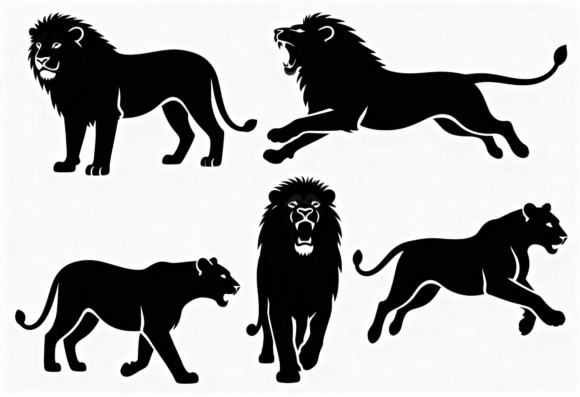 Download Lion Silhouette SVG Bundle Fierce Big - Silhouette Collection