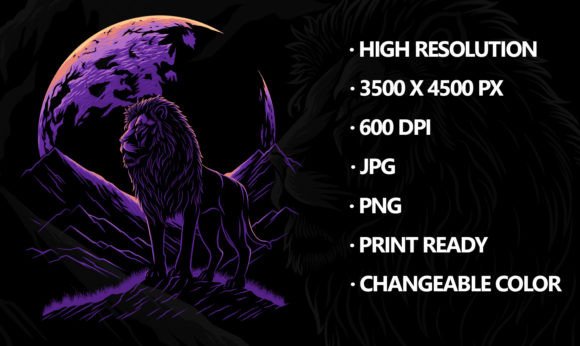 Download Neon Lion Silhouette Vibrant Color Art - Silhouette Collection